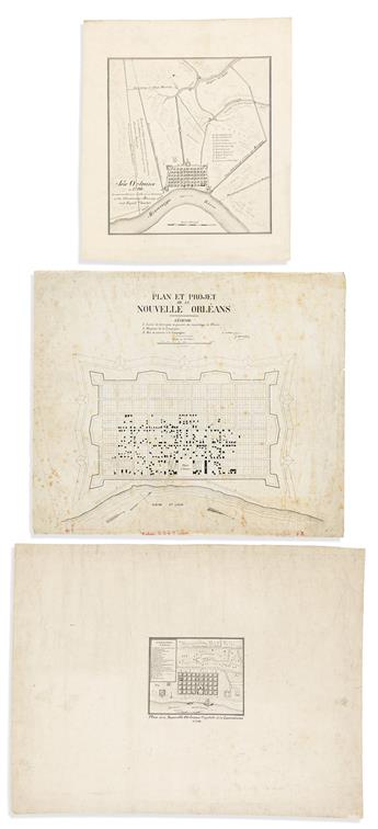 (NEW ORLEANS.) Baron Ludwig von Reizenstein. Group of 6 finely-detailed manuscript plans.